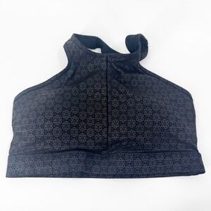 Zyia Active Black Flower Power Bra High Neck Racerback Floral Sports Bra 1206M M